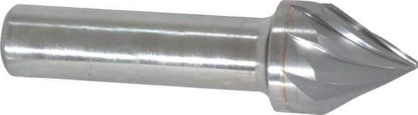 Made in USA - 1/2" Shank Diam, 9 Flute 60° Solid Carbide Countersink - Bright Finish, 2-1/2" OAL, Right Hand Cut - Apex Tool & Supply