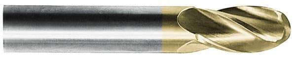Atrax - 7/8" Diam, 1-1/2" LOC, 4 Flute Solid Carbide Ball End Mill - AlTiN Finish, Single End, 4" OAL, 7/8" Shank Diam - Apex Tool & Supply