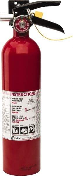 Kidde - 2.6 Lb, 1-A:10-B:C Rated, Dry Chemical Fire Extinguisher - 3-1/4" Diam x 15" High, 100 psi, 15' Discharge in 12 sec, Rechargeable, Seamless Aluminum Cylinder - Apex Tool & Supply