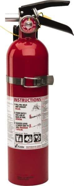 Kidde - 2.6 Lb, 1-A:10-B:C Rated, Dry Chemical Fire Extinguisher - 3-1/4" Diam x 15" High, 100 psi, 15' Discharge in 12 sec, Rechargeable, Seamless Aluminum Cylinder - Apex Tool & Supply