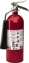 Kidde - 5 Lb, 10-A:80-B:C Rated, Carbon Dioxide Fire Extinguisher - 5-1/4" Diam x 17" High, 850 psi, 8' Discharge in 9 sec, Rechargeable, Aluminum Cylinder - Apex Tool & Supply