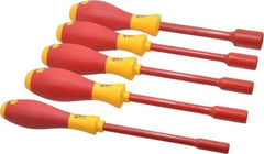 Wiha - 5 Piece 7/32 to 1/2" Insulated Nutdriver Set - Solid Shaft - Apex Tool & Supply