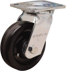 Hamilton - 5" Diam x 1-1/2" Wide x 6-1/2" OAH Top Plate Mount Swivel Caster - Phenolic, 550 Lb Capacity, Straight Roller Bearing, 4 x 4-1/2" Plate - Apex Tool & Supply