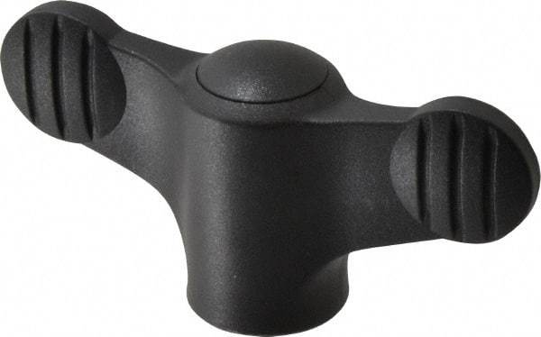 KIPP - 5/16-18 Hole Thread, 2.95" Head Length, Thermoplastic, Tapped Bar / Wing Knob - 0.55" Hole Depth, 1.38" Hub Diam, 0.65" Hub Height, Black - Apex Tool & Supply