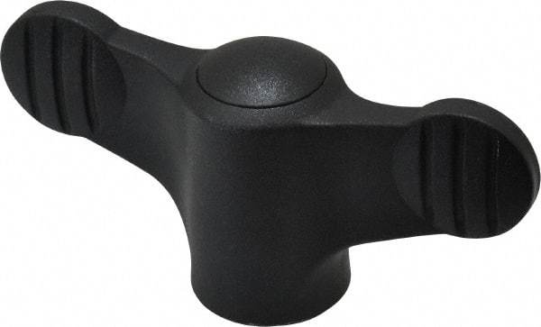 KIPP - 3/8-16 Hole Thread, 2.95" Head Length, Thermoplastic, Tapped Bar / Wing Knob - 0.55" Hole Depth, 1.38" Hub Diam, 0.65" Hub Height, Black - Apex Tool & Supply