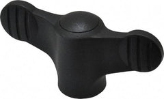 KIPP - 3/8-16 Hole Thread, 2.95" Head Length, Thermoplastic, Tapped Bar / Wing Knob - 0.55" Hole Depth, 1.38" Hub Diam, 0.65" Hub Height, Black - Apex Tool & Supply