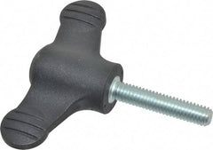 KIPP - 2.95" Head Length, Thermoplastic, Threaded Stem Bar / Wing Knob - 1.38" Hub Diam, 0.65" Hub Height, Black - Apex Tool & Supply