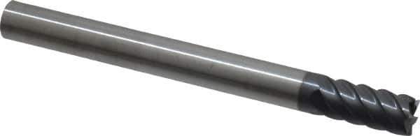 SGS - 3/8", 13/16" LOC, 3/8" Shank Diam, 4" OAL, 6 Flute, Solid Carbide Square End Mill - Single End, AlTiN Finish, Spiral Flute, 45° Helix, Centercutting, Right Hand Cut, Right Hand Flute, Series 57 - Apex Tool & Supply