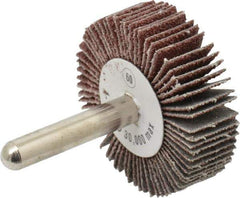 Camel Grinding Wheels - 1-1/2" Diam x 1/2" Face Width, Medium Aluminum Oxide Coated Mounted Flap Wheel - 1/4" Shank Mount, 60 Grit, 30,000 Max RPM - Apex Tool & Supply