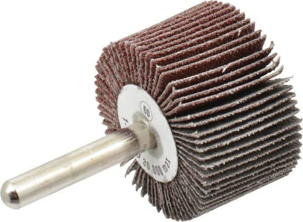 Camel Grinding Wheels - 1-1/2" Diam x 1" Face Width, Medium Aluminum Oxide Coated Mounted Flap Wheel - 1/4" Shank Mount, 60 Grit, 30,000 Max RPM - Apex Tool & Supply