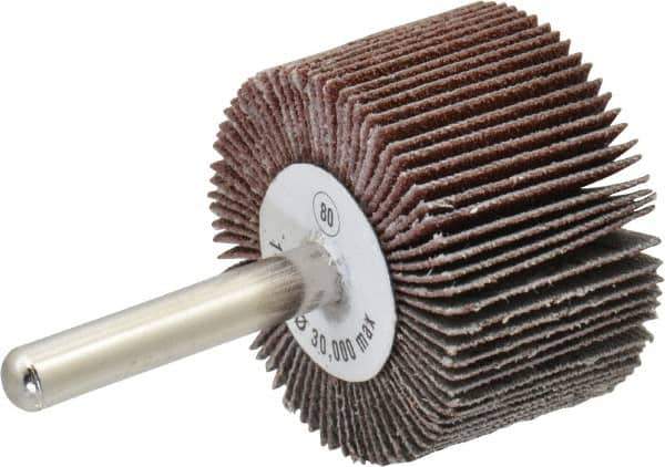 Camel Grinding Wheels - 1-1/2" Diam x 1" Face Width, Medium Aluminum Oxide Coated Mounted Flap Wheel - 1/4" Shank Mount, 80 Grit, 30,000 Max RPM - Apex Tool & Supply