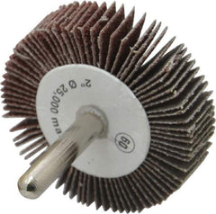 Camel Grinding Wheels - 2" Diam x 1/2" Face Width, Medium Aluminum Oxide Coated Mounted Flap Wheel - 1/4" Shank Mount, 60 Grit, 25,000 Max RPM - Apex Tool & Supply