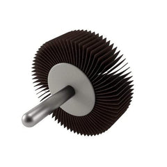 Camel Grinding Wheels - 2" Diam x 1/2" Face Width, Fine Aluminum Oxide Coated Mounted Flap Wheel - 1/4" Shank Mount, 120 Grit, 25,000 Max RPM - Apex Tool & Supply