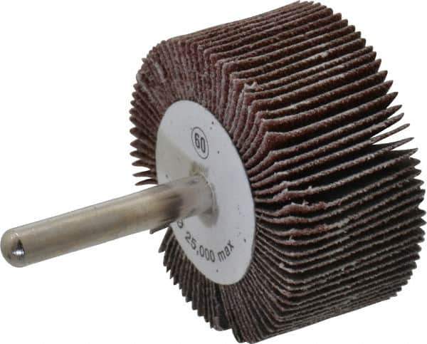 Camel Grinding Wheels - 2" Diam x 1" Face Width, Medium Aluminum Oxide Coated Mounted Flap Wheel - 1/4" Shank Mount, 60 Grit, 25,000 Max RPM - Apex Tool & Supply