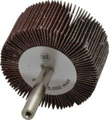 Camel Grinding Wheels - 2" Diam x 1" Face Width, Medium Aluminum Oxide Coated Mounted Flap Wheel - 1/4" Shank Mount, 80 Grit, 25,000 Max RPM - Apex Tool & Supply