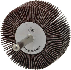 Camel Grinding Wheels - 2-1/2" Diam x 1" Face Width, Medium Aluminum Oxide Coated Mounted Flap Wheel - 1/4" Shank Mount, 60 Grit, 23,000 Max RPM - Apex Tool & Supply