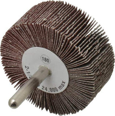 Camel Grinding Wheels - 2-1/2" Diam x 1" Face Width, Very Fine Aluminum Oxide Coated Mounted Flap Wheel - 1/4" Shank Mount, 180 Grit, 23,000 Max RPM - Apex Tool & Supply