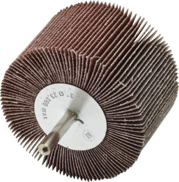 Camel Grinding Wheels - 3" Diam x 2" Face Width, Medium Aluminum Oxide Coated Mounted Flap Wheel - 1/4" Shank Mount, 60 Grit, 20,000 Max RPM - Apex Tool & Supply