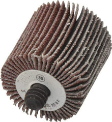 Camel Grinding Wheels - 1" Diam x 1" Face Width, Medium Aluminum Oxide Coated Mounted Flap Wheel - 1/4-20 Threaded Mount, 80 Grit, 30,000 Max RPM - Apex Tool & Supply