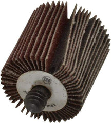 Camel Grinding Wheels - 1" Diam x 1" Face Width, Fine Aluminum Oxide Coated Mounted Flap Wheel - 1/4-20 Threaded Mount, 120 Grit, 30,000 Max RPM - Apex Tool & Supply