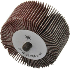 Camel Grinding Wheels - 2" Diam x 1" Face Width, Medium Aluminum Oxide Coated Mounted Flap Wheel - 1/4-20 Threaded Mount, 80 Grit, 25,000 Max RPM - Apex Tool & Supply
