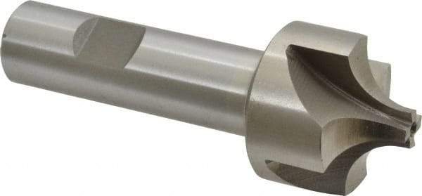 Interstate - 7/16" Radius, 1-3/8" Mill Diam, 4 Flute High Speed Steel Corner Rounding End Mill - Single End, Uncoated, 3-3/4" OAL, 3/4" Shank Diam - Apex Tool & Supply