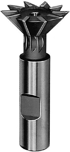 Keo - 2-1/2" Diam x 3/4" Width of Cut, 45° Included Angle, High Speed Steel Dovetail Cutter - 1" Shank Diam, 3" Shank Length, 3-3/4" Overall Length, Weldon Flat, Uncoated - Apex Tool & Supply