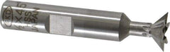Interstate - 1/2" Diam x 1/4" Width of Cut, 45° Included Angle, High Speed Steel Dovetail Cutter - 3/8" Shank Diam, 1-7/8" Shank Length, 2-1/8" Overall Length - Apex Tool & Supply