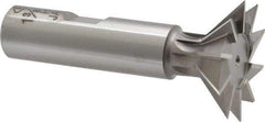 Interstate - 1-3/8" Diam x 9/16" Width of Cut, 45° Included Angle, High Speed Steel Dovetail Cutter - 5/8" Shank Diam, 2-5/16" Shank Length, 2-7/8" Overall Length - Apex Tool & Supply