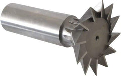 Interstate - 2-1/4" Diam x 1-1/16" Width of Cut, 45° Included Angle, High Speed Steel Dovetail Cutter - 1" Shank Diam, 2-11/16" Shank Length, 3-3/4" Overall Length - Apex Tool & Supply