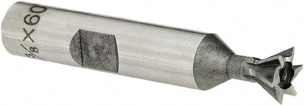Keo - 2-1/4" Diam x 1-1/16" Width of Cut, 60° Included Angle, Cobalt Dovetail Cutter - 1" Shank Diam, 3-3/4" Overall Length, Weldon Flat, Uncoated - Apex Tool & Supply