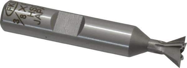 Interstate - 3/8" Diam x 3/16" Width of Cut, 60° Included Angle, High Speed Steel Dovetail Cutter - 3/8" Shank Diam, 2-1/8" Overall Length, Uncoated - Apex Tool & Supply