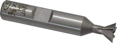 Interstate - 3/8" Diam x 3/16" Width of Cut, 60° Included Angle, High Speed Steel Dovetail Cutter - 3/8" Shank Diam, 2-1/8" Overall Length, Uncoated - Apex Tool & Supply