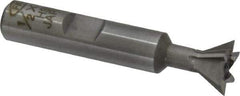 Interstate - 1/2" Diam x 1/4" Width of Cut, 60° Included Angle, High Speed Steel Dovetail Cutter - 3/8" Shank Diam, 2-1/8" Overall Length, Uncoated - Apex Tool & Supply