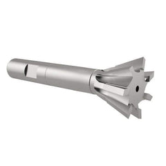 Interstate - 3/4" Diam x 5/16" Width of Cut, 60° Included Angle, High Speed Steel Dovetail Cutter - 3/8" Shank Diam, 2-1/8" Overall Length, Uncoated - Apex Tool & Supply