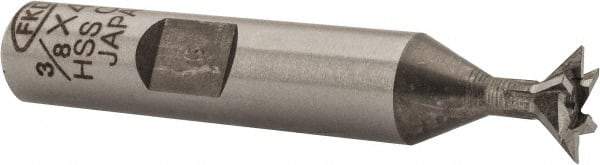 Interstate - 3/8" Diam x 3/16" Width of Cut, 45° Included Angle, Cobalt Dovetail Cutter - 3/8" Shank Diam, 1-15/16" Shank Length, 2-1/8" Overall Length - Apex Tool & Supply