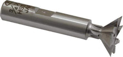 Interstate - 3/4" Diam x 5/16" Width of Cut, 45° Included Angle, Cobalt Dovetail Cutter - 3/8" Shank Diam, 1-13/16" Shank Length, 2-1/8" Overall Length - Apex Tool & Supply