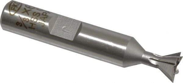 Interstate - 3/8" Diam x 3/16" Width of Cut, 60° Included Angle, Cobalt Dovetail Cutter - 3/8" Shank Diam, 2-1/8" Overall Length, Uncoated - Apex Tool & Supply