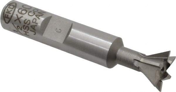 Interstate - 1/2" Diam x 7/32" Width of Cut, 60° Included Angle, Cobalt Dovetail Cutter - 3/8" Shank Diam, 2-1/8" Overall Length, Uncoated - Apex Tool & Supply