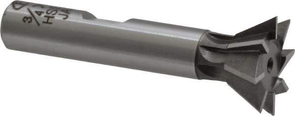 Interstate - 3/4" Diam x 5/16" Width of Cut, 60° Included Angle, Cobalt Dovetail Cutter - 3/8" Shank Diam, 2-1/8" Overall Length, Uncoated - Apex Tool & Supply