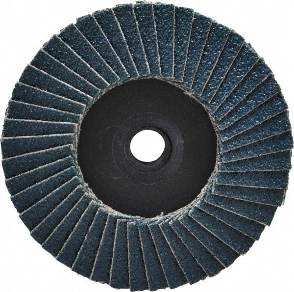 Weiler - 60 Grit, 3" Disc Diam, Type 29 Zirconia Alumina Flap Disc - 20,000 Max RPM, Plastic Backing, Quick Change Type S Attaching System, Coated - Apex Tool & Supply