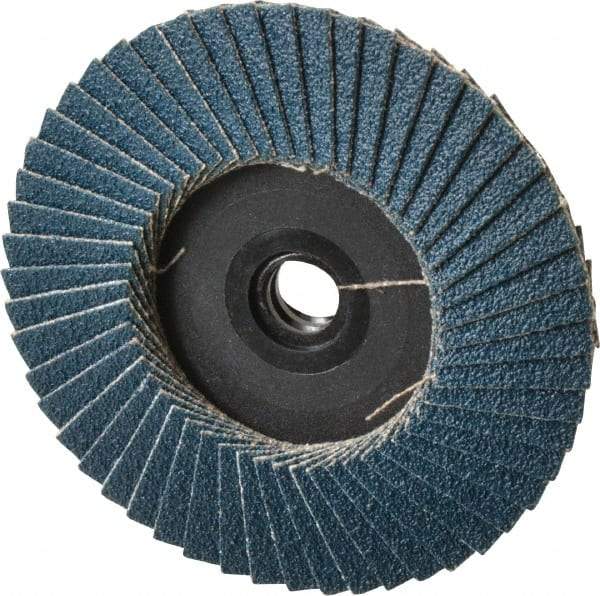 Weiler - 80 Grit, 3" Disc Diam, Type 29 Zirconia Alumina Flap Disc - 20,000 Max RPM, Plastic Backing, Quick Change Type S Attaching System, Coated - Apex Tool & Supply
