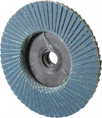 Weiler - 120 Grit, 3" Disc Diam, Type 29 Zirconia Alumina Flap Disc - 20,000 Max RPM, Plastic Backing, Quick Change Type S Attaching System, Coated - Apex Tool & Supply