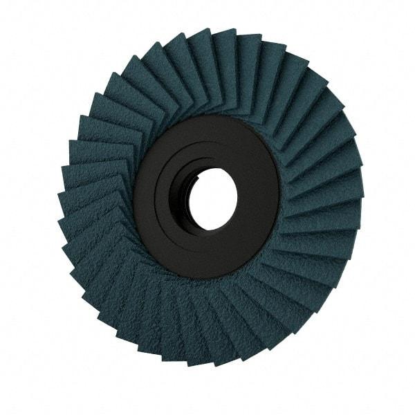 Weiler - 36 Grit, 3" Disc Diam, Type 27 Zirconia Alumina Flap Disc - 20,000 Max RPM, Plastic Backing, Quick Change Type S Attaching System, Coated - Apex Tool & Supply