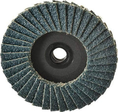 Weiler - 40 Grit, 3" Disc Diam, Type 27 Zirconia Alumina Flap Disc - 20,000 Max RPM, Plastic Backing, Quick Change Type S Attaching System, Coated - Apex Tool & Supply
