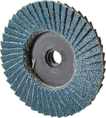 Weiler - 60 Grit, 3" Disc Diam, Type 27 Zirconia Alumina Flap Disc - 20,000 Max RPM, Plastic Backing, Quick Change Type S Attaching System, Coated - Apex Tool & Supply