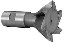 Made in USA - 3" Diam x 1" Width of Cut, 45° Included Angle, Carbide-Tipped Dovetail Cutter - 1-1/4" Shank Diam, 4-1/2" Overall Length, 0.02" Corner Radius, Weldon Flat, Uncoated - Apex Tool & Supply
