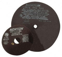 Norton - 12" 60 Grit Aluminum Oxide Cutoff Wheel - 1/16" Thick, 3" Arbor, 4,585 Max RPM - Apex Tool & Supply