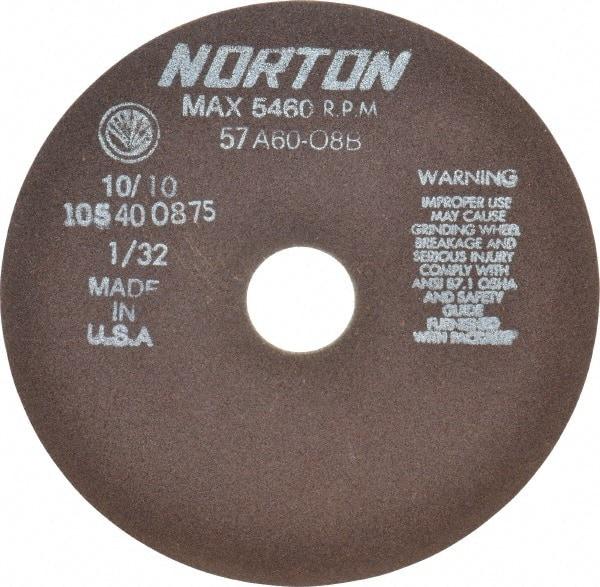 Norton - 7" 60 Grit Aluminum Oxide Cutoff Wheel - 1/32" Thick, 1-1/4" Arbor, 5,460 Max RPM, Use with Stationary Tools - Apex Tool & Supply
