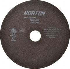 Norton - 8" 60 Grit Aluminum Oxide Cutoff Wheel - 1/16" Thick, 1-1/4" Arbor, 5,730 Max RPM, Use with Stationary Tools - Apex Tool & Supply